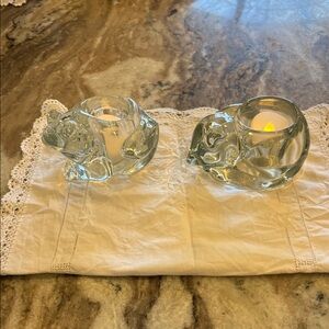 Indiana Glass Clear Elephant Tealight Holders - Pair